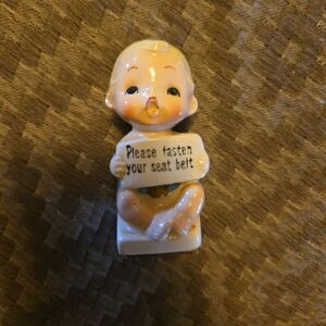 VINTAGE Baby in Car Seat Figurine ~ Please fasten your seat belt ~ Lugene's